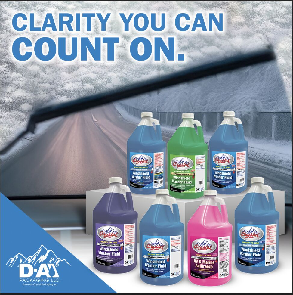 Introducing Crystal Windshield Washer Fluid – your clear, clean choice for every season. Engineered for performance, clarity, and convenience, Crystal Windshield Fluid is available now in bulk and pallet options. Contact us today! d-apackaging.com/packaging-prod…