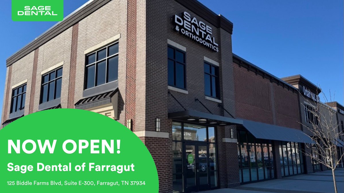 MySageDental's tweet photo. We are pleased to announce the opening of our newest practice - Sage Dental of Farragut! Schedule your appointment today! https://t.co/iicQLDT7lB

#FarragutTN #openupandsayawesome https://t.co/saD7zbnmrZ