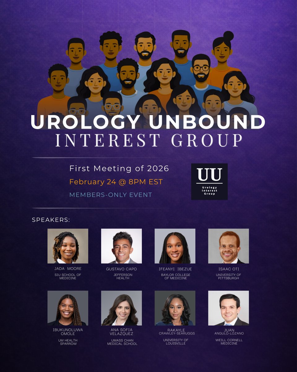 UroUnbound_IG's tweet photo. 🚨 ATTENTION #UUIG MEMBERS! 🚨

Our first 2026 meeting is almost here! Hear insights from UUIG leadership and recently matched members.

Check your email for the invite + link. Didn’t get it? Email urologyunbound@gmail.com

Join our community via the link in bio 💙 See you there! https://t.co/mAB7vYWgBG