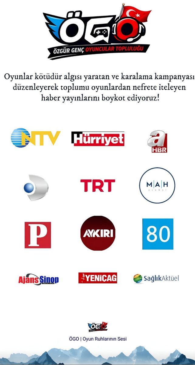 BOYKOT ÇAĞRISI 📢

Ne yazık ki ülkemizde yalan haber yaymak normalleştirildi. Aşağıda gördüğünüz yayın organlarının hepsi oyunların çocukları çok kötü etkilediğine, intihara meylettirdiğine hatta ölüme sürüklediğine dair kanıtı bile olmayan, sadece iddialardan ibaret asılsız