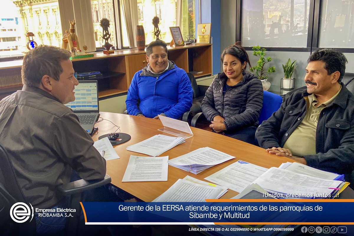 𝐏𝐮𝐞𝐫𝐭𝐚𝐬 𝐚𝐛𝐢𝐞𝐫𝐭𝐚𝐬 𝐞𝐧 #𝐋𝐚𝐍𝐮𝐞𝐯𝐚𝐄𝐄𝐑𝐒𝐀 🤝🏼⚡ | El gerente <a href="/Tony_Coronel/">Tony Coronel V∴</a> recibió en su despacho a los presidentes de las juntas parroquiales de Multitud y Sibambe, cantón #Alausí, atendiendo sus requerimientos y escuchando de primera mano las necesidades de