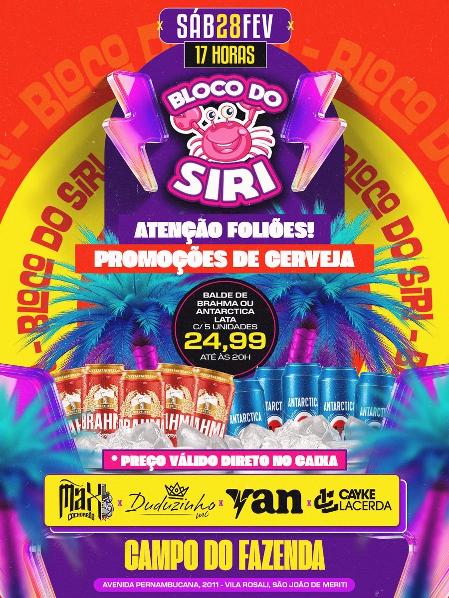 Quer promoção de cerveja entrada gratuita e show do yan? Bloco do Siri!