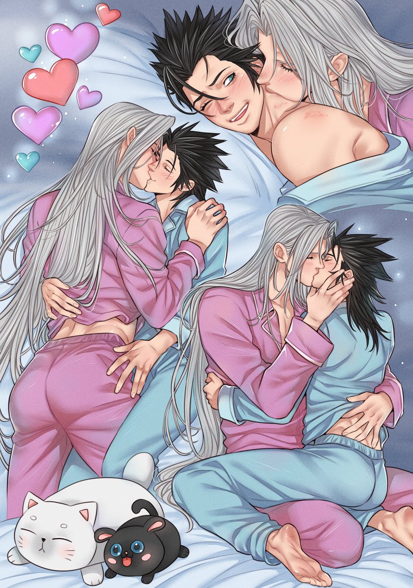 pajama kisses~ 😚💜💙 #sephzack