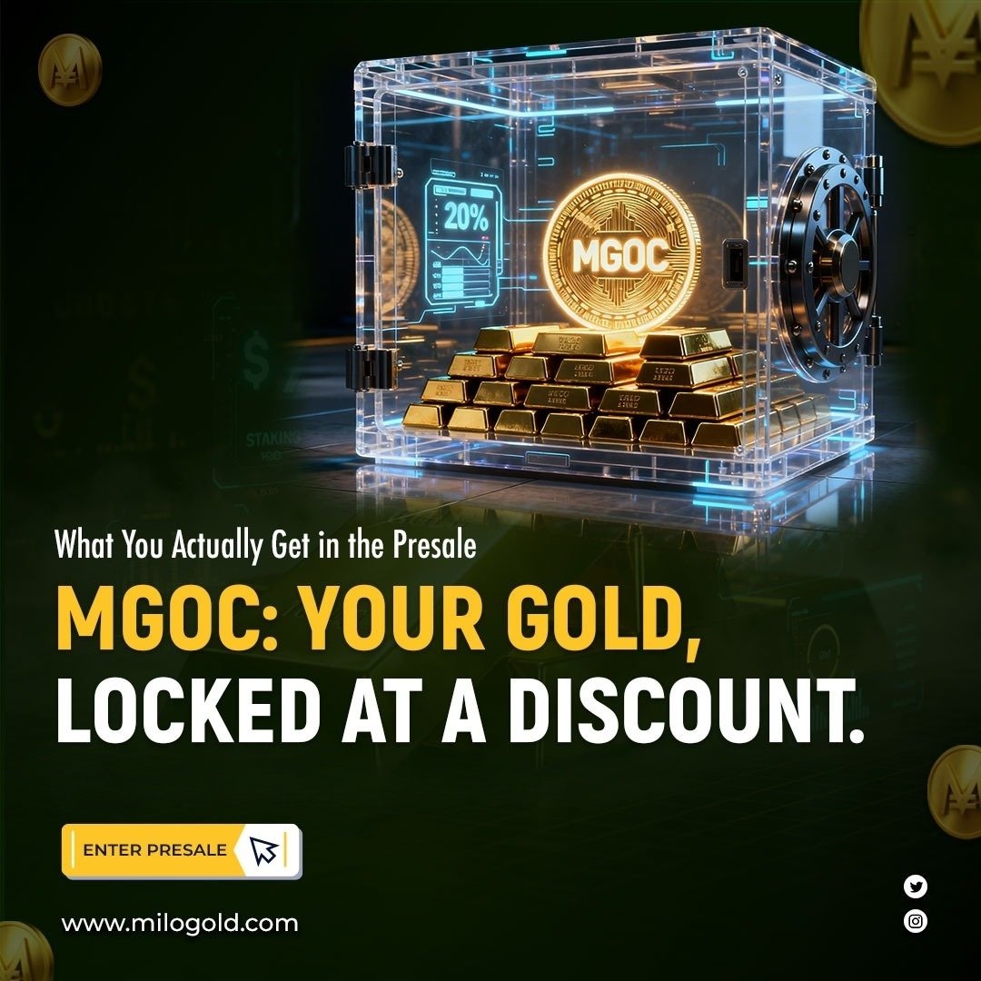 🟨 MGOC: YOUR GOLD. LOCKED AT A DISCOUNT.

When you join the presale, you receive MGOC - MiloGold Ownership Certificate.

That means:
• Exposure to gold spot price
• Represented transparently on-chain
• Designed for future utility and liquidity

You’re not buying hype.
You’re
