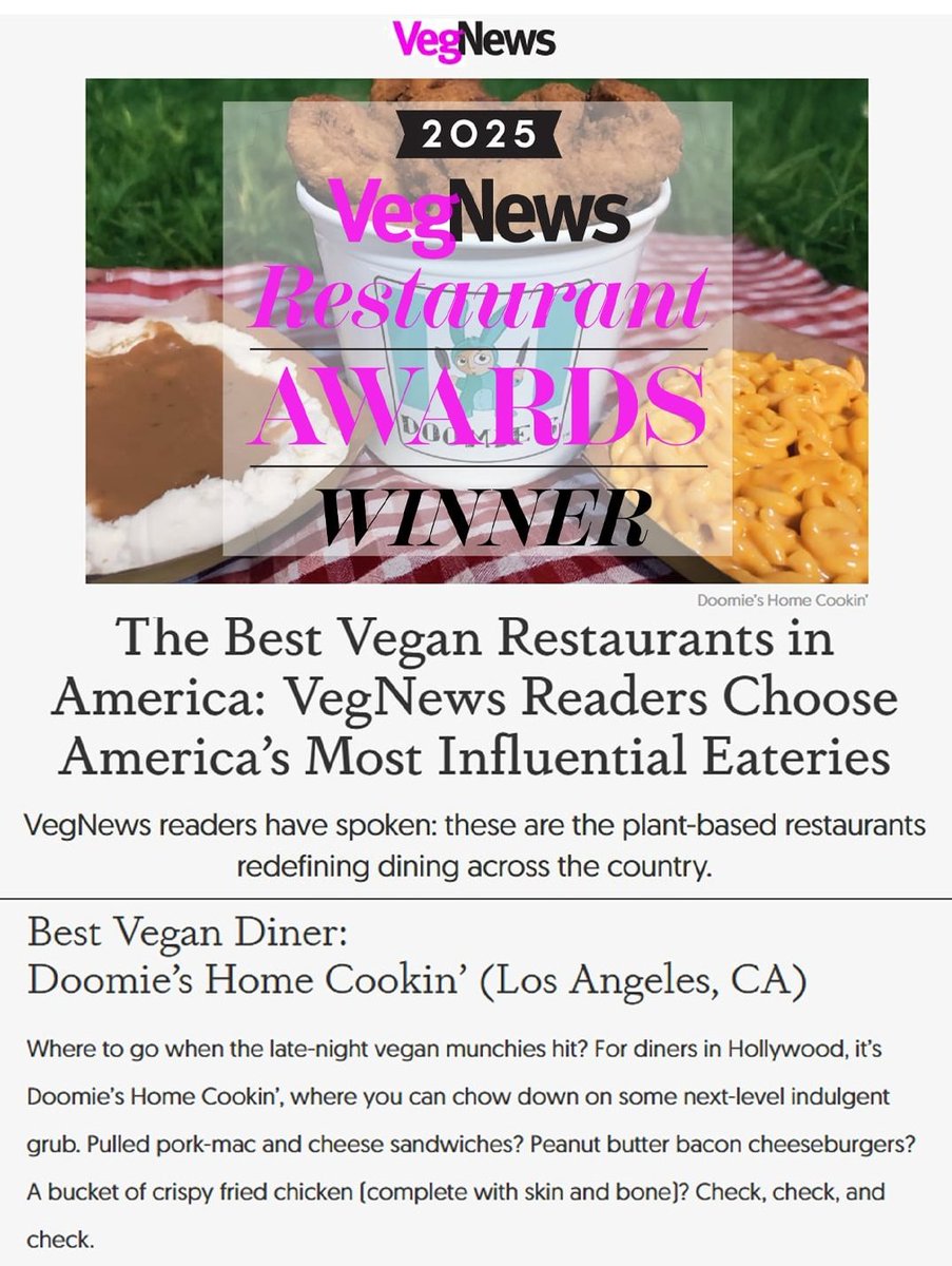 We won 🖤 Thanks to you 🌱 We've been here for over 15 years because of you! We've realized a dream of being a 24-hour vegan diner because of you! To have been nominated by a fellow OG like <a href="/VegNews/">VegNews</a> means the world 🖤
We hope to continue serving you for many late nights to come