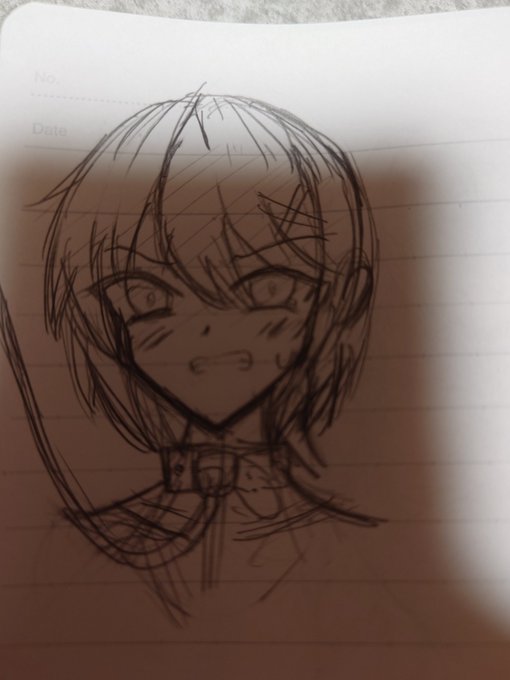 昨日ノートに描いたよその子睨み顔 