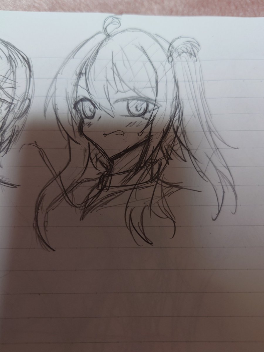 昨日ノートに描いたよその子睨み顔 