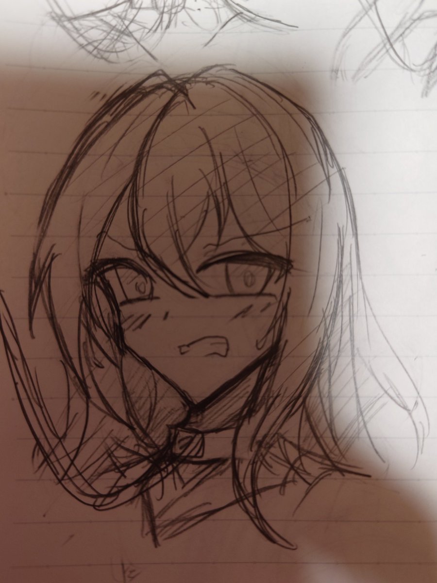 昨日ノートに描いたよその子睨み顔 