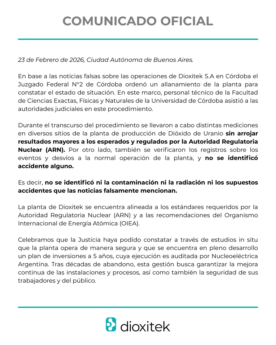 Dioxitek S.A. tweet media