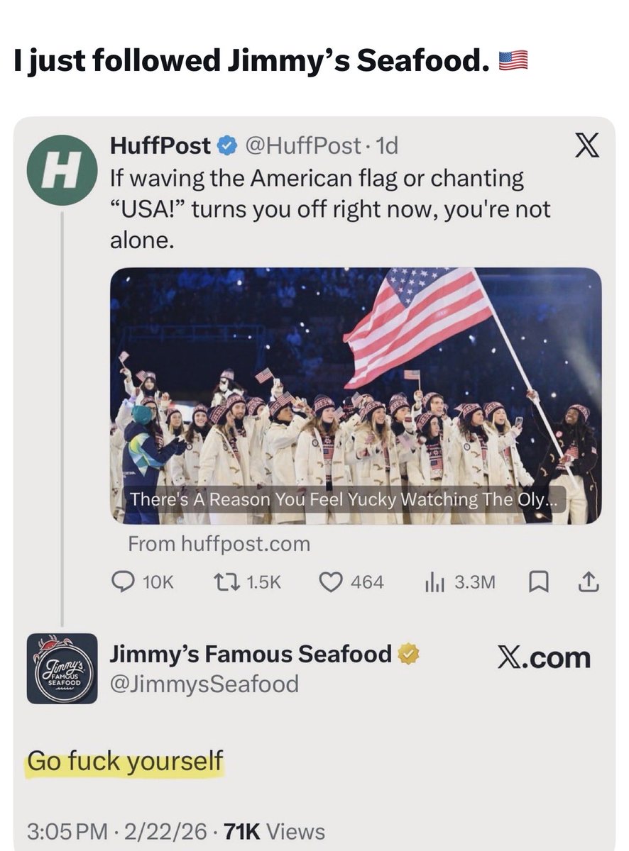 I just followed <a href="/JimmysSeafood/">Jimmy’s Famous Seafood</a>