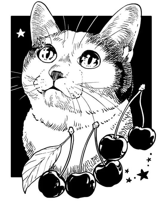サークルカットのねこちゃん描き描き 