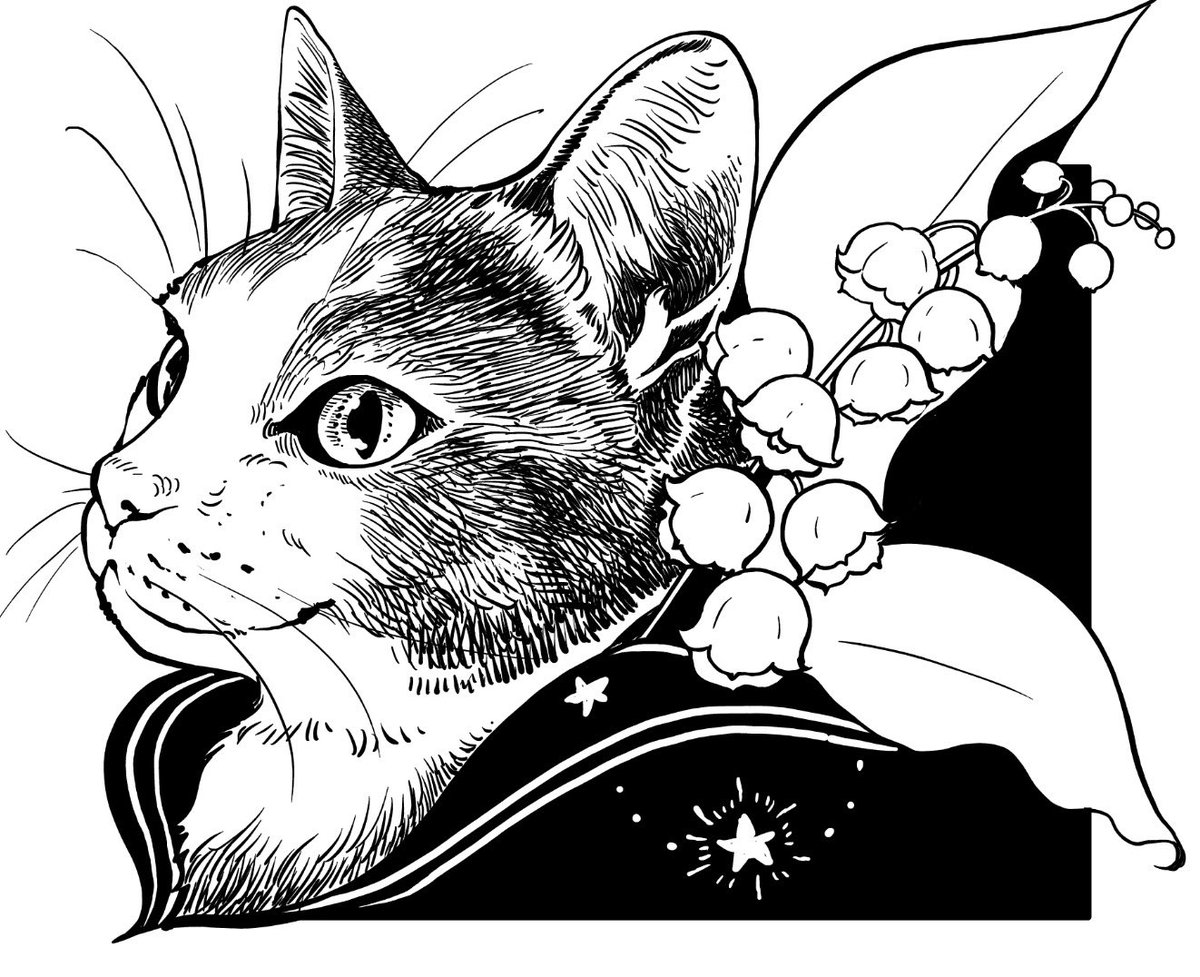 サークルカットのねこちゃん描き描き