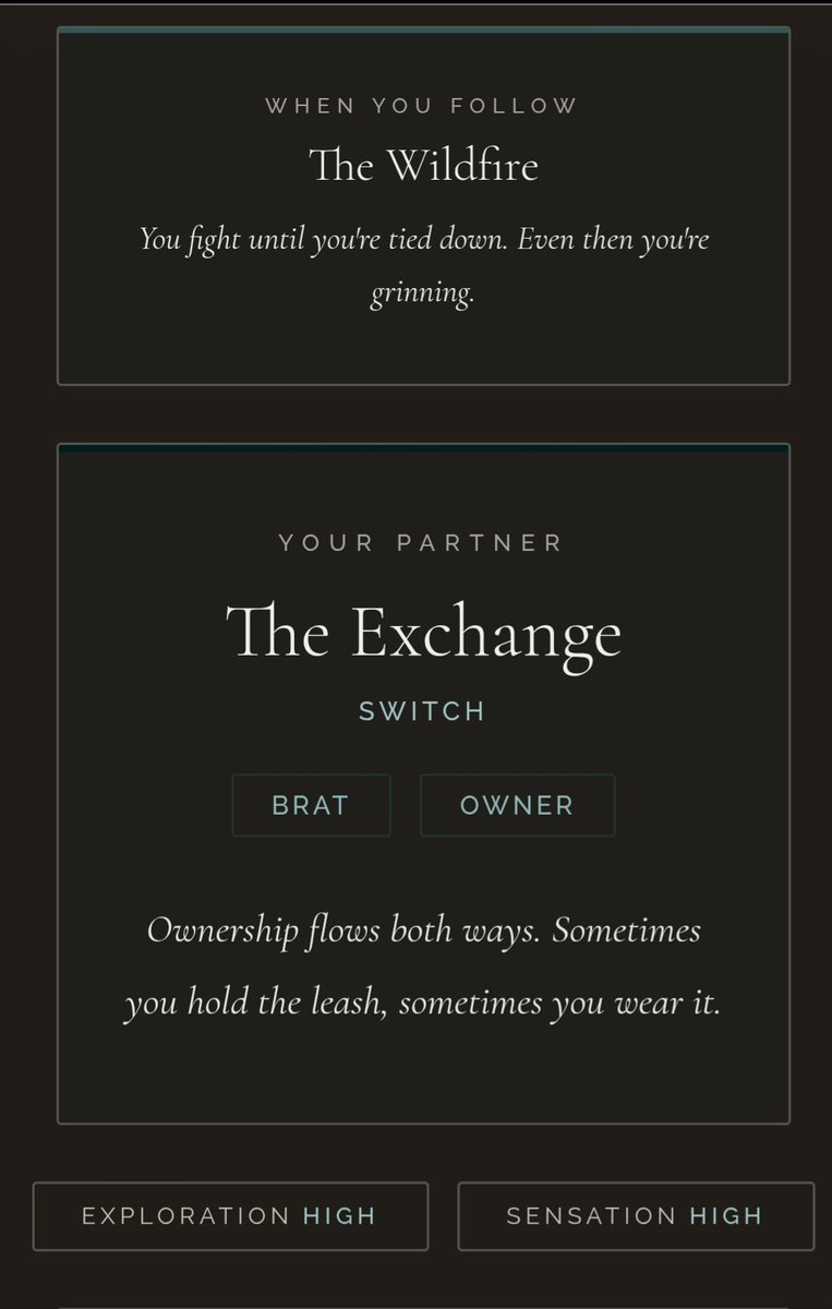 Did that little kink profile thing. It's about what I expected lol.