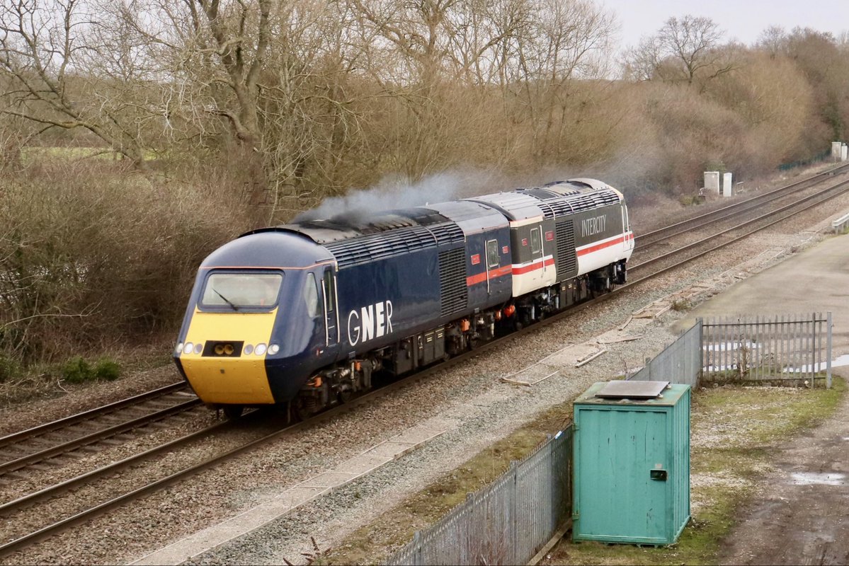 HiPa125's tweet image. 125 Group #Class43 #GNER 43060 ‘Heaton 150’ &amp;amp; #InterCity 43025 ‘Exeter’, running as RailAdventure 0G87 1108 Loughborough Brush &amp;gt; Kings Norton On Track Plant Depot, power through Findern
