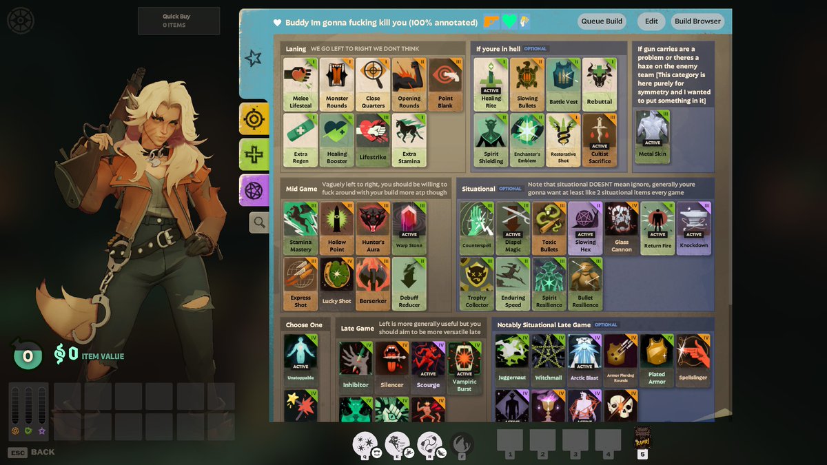 DeadlockSilver's tweet photo. Build Update Time Again, I just changed the order of things, Mid Game order isnt final but I think Im happy with laning order. Further explanation in replies
ID: 455664 https://t.co/WAU9IONWRa