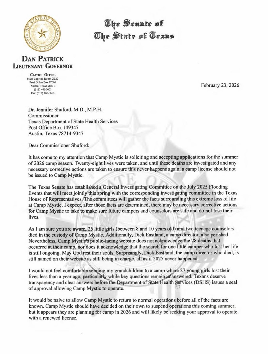 Office of the Lieutenant Governor Dan Patrick tweet media