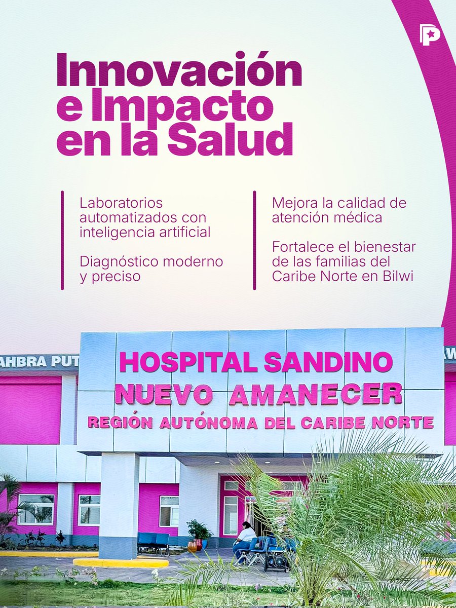 Bilwi vive un día histórico 🌟 con la entrega del Hospital Sandino Nuevo Amanecer 🏥, una moderna infraestructura de 18,415 metros cuadrados 📐, ocho edificios 🏢 y 287 camas 🛏️ que garantiza atención gratuita y especializada para las familias de la Costa Caribe Norte 🌊.