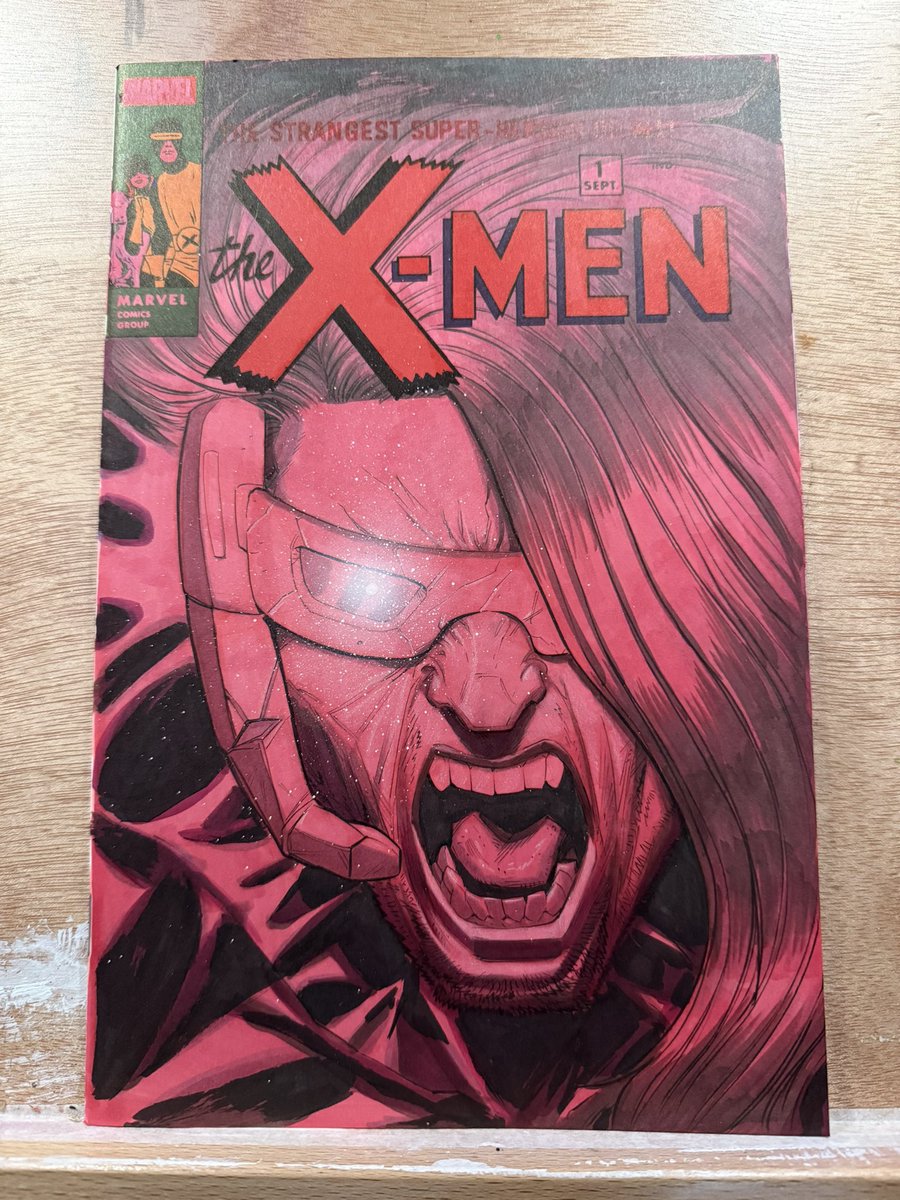 drew_moss's tweet image. #cyclops done. Had fun with this one. I just got these in the mail and they are available to sketch on or I just may do something on them