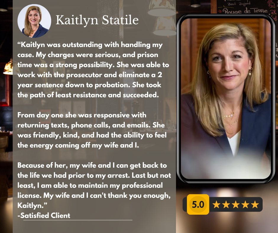 CMH_Law's tweet image. ⭐️ 5-Star Review for Attorney Kaitlyn Statile ⭐️
A Clearwater Criminal Defense client faced a potential 2-year sentence. Kaitlyn helped secure probation — allowing him and his wife to move forward with their lives.
That’s strong advocacy. ⚖️

#CriminalDefense #FloridaLaw