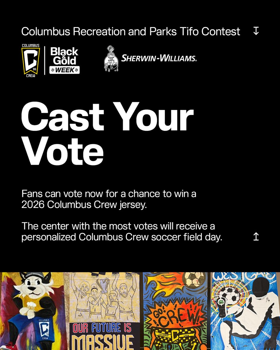 Black &amp; Gold everywhere you go 🖤💛

Nineteen <a href="/ColsRecParks/">Columbus Rec & Parks</a> Community Centers created mini tifos in honor of Black &amp; Gold Week. Vote now for your favorite ⬇️

🗳️: cbuscrew.com/MiniTifo26