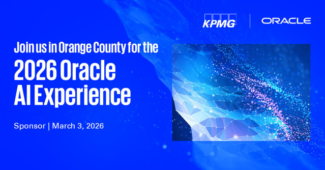 LisaDee333's tweet photo. KPMG is proud to sponsor the Oracle AI Experience, March 3, 2026, in Irvine, CA. Move beyond AI experimentation with hands-on learning &amp; strategic discussions for successful enterprise AI adoption. Register today: https://t.co/zVL9cni9s8 https://t.co/XroniLcDnz