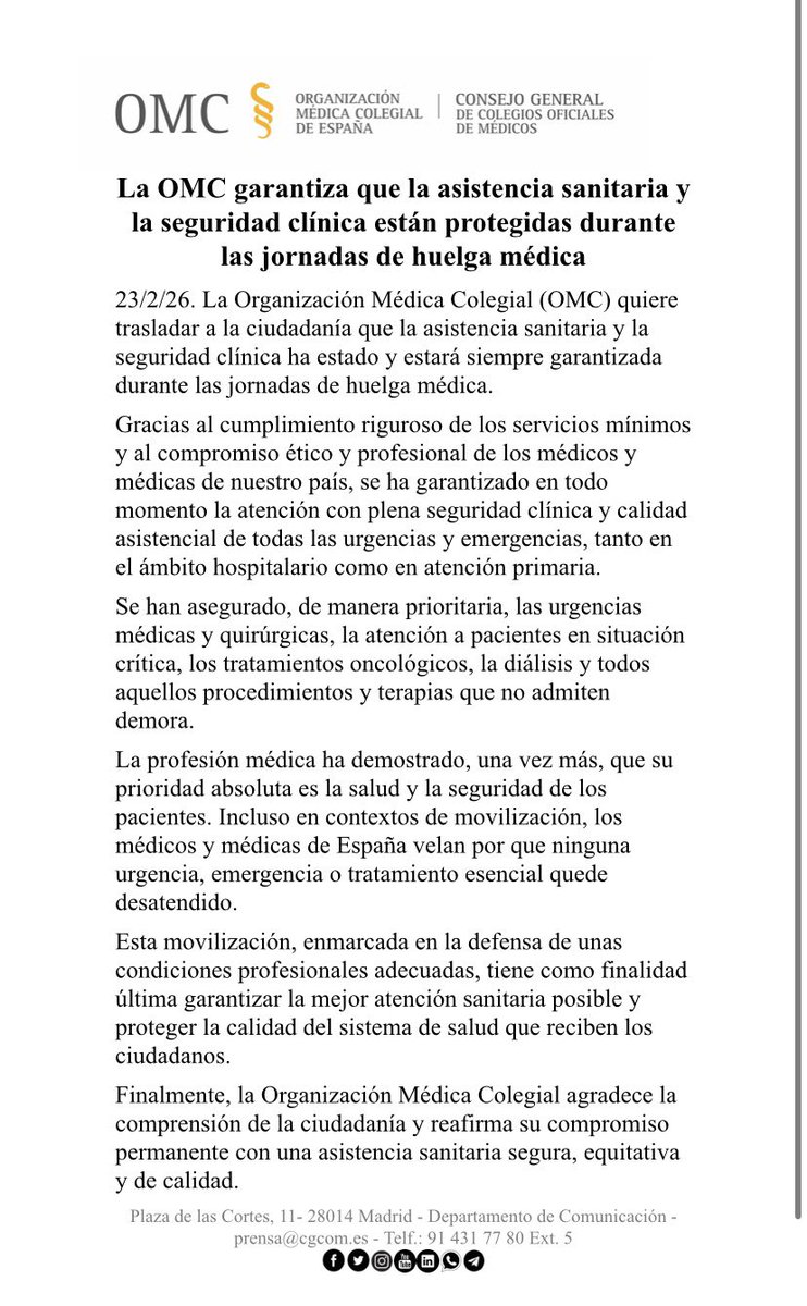 SheilajustoS's tweet photo. Ante los intentos de desprestigio a la profesión médica..

La respuesta @OMC_Esp https://t.co/Ivkycibmmg