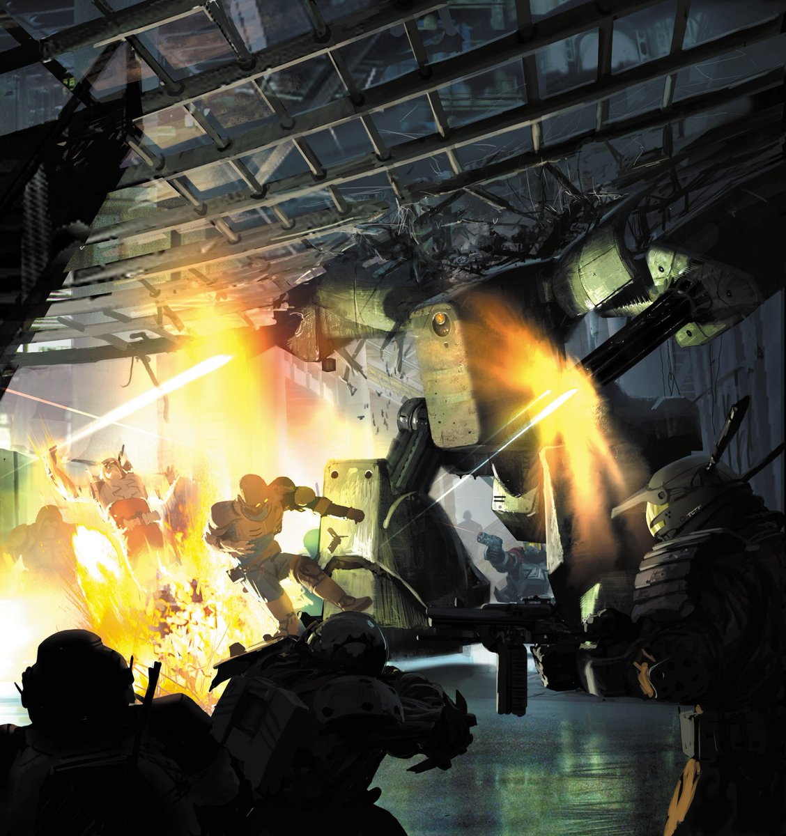 "Iron Demon's Rampage"

Concept artpiece for Bungie's Oni, illustrated by Craig Mullins