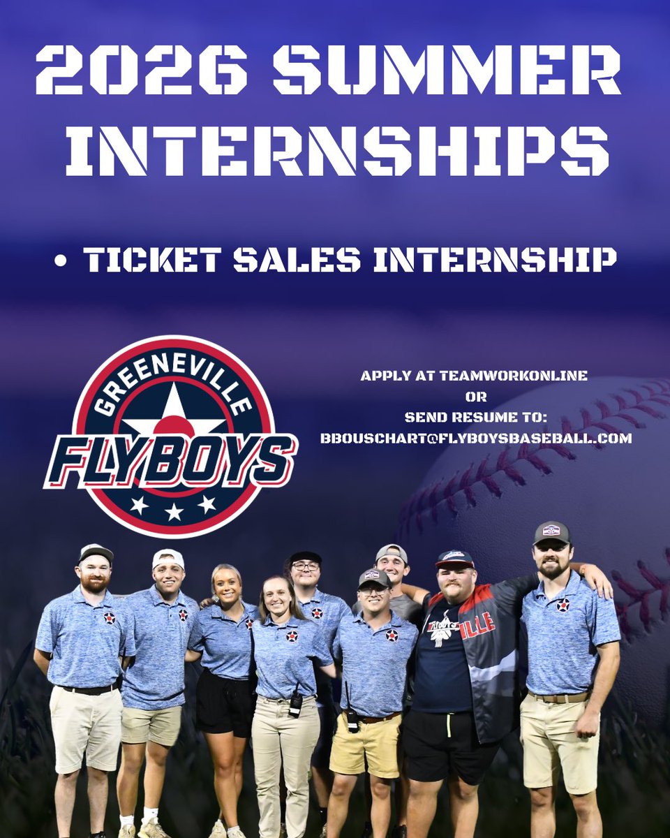GFlyBoys's tweet photo. Still looking for a summer internship? Ready to jumpstart your career in sports? We are looking to hire one additional ticket sales intern! Apply with the link below. 

🔗 https://t.co/jkI2ABHUYx https://t.co/FNtP9AcQHh