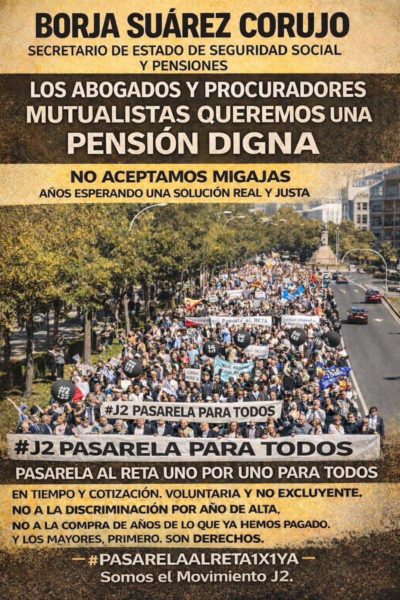 .#Pasarela1x1AlRetaParaTodos queremos jubilarnos con pensiones dignas tras cotizar décadas <a href="/CorujoBorja/">Borja Suárez Corujo</a> <a href="/SaizElma/">Elma Saiz</a> <a href="/alfonsocendon/">Javier Alfonso Cendón</a> #J2NoSeRinde #PNJ2 🐝🐝🐝🐝