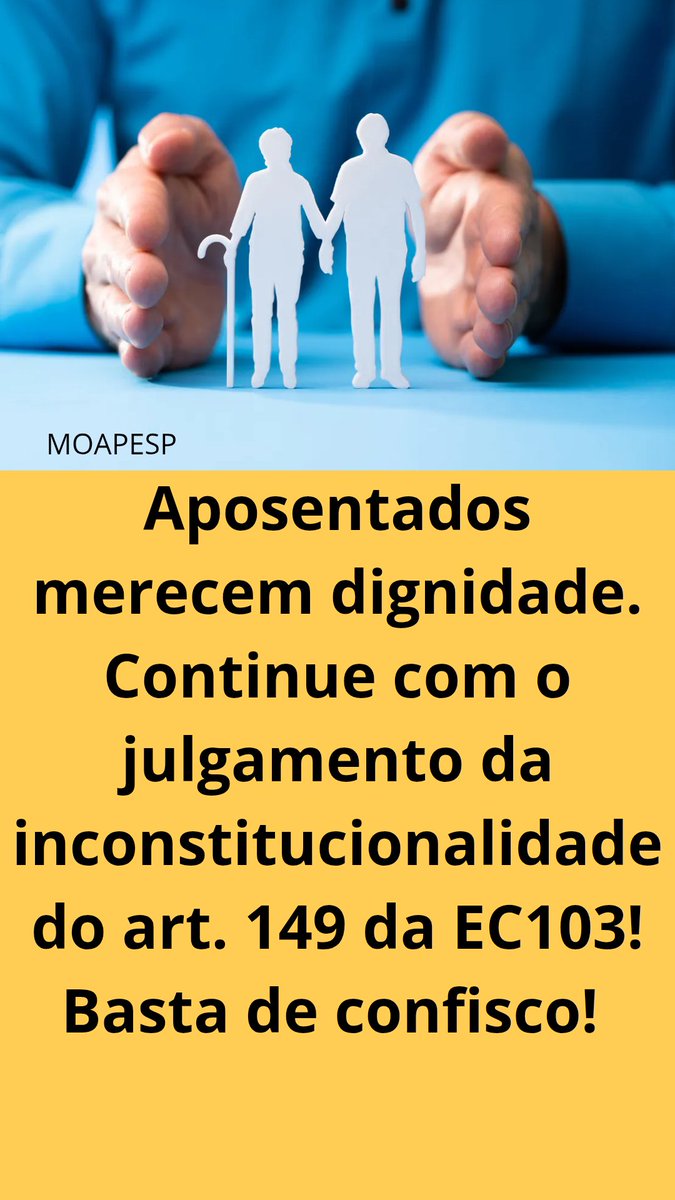 <a href="/AspalAposentado/">Aspal - Aposentados</a> 🆘, Magistrados, necessitamos de dignidade. Continuem com o julgamento do art. 149 da EC103, por favor, Excelências.
<a href="/gilmarmendes/">Gilmar Mendes</a> 
<a href="/STF_oficial/">STF</a>
@Cristianozanin
<a href="/FlavioDino/">Flávio Dino 🇧🇷</a>
<a href="/ICLNoticias/">ICL Notícias</a> Fora Confisco
#AposentadoriaJusta
Fachin Paute ADI 6254 Importante SOS