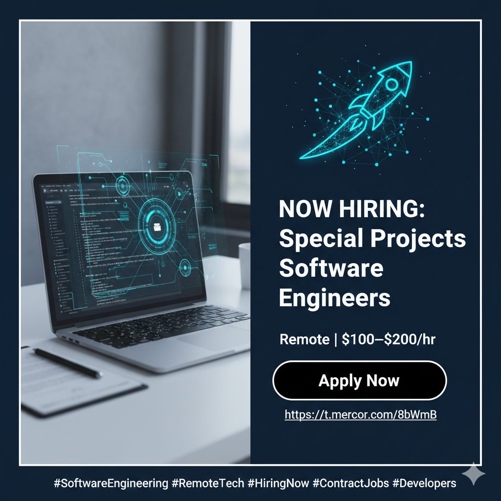 Kwakwakatlego's tweet photo. ๐๐ป NOW HIRING: Special Projects Software Engineers
๐ Remote | ๐ฐ $100โ$200/hr | โฑ๏ธ Hourly Contract
Work on high-impact, cutting-edge software initiatives. Apply Now ๐ https://t.co/JGtK9HpYP6
#SoftwareEngineering #RemoteTech #HiringNow #ContractJobs #Developers https://t.co/NVQmj9OtcW