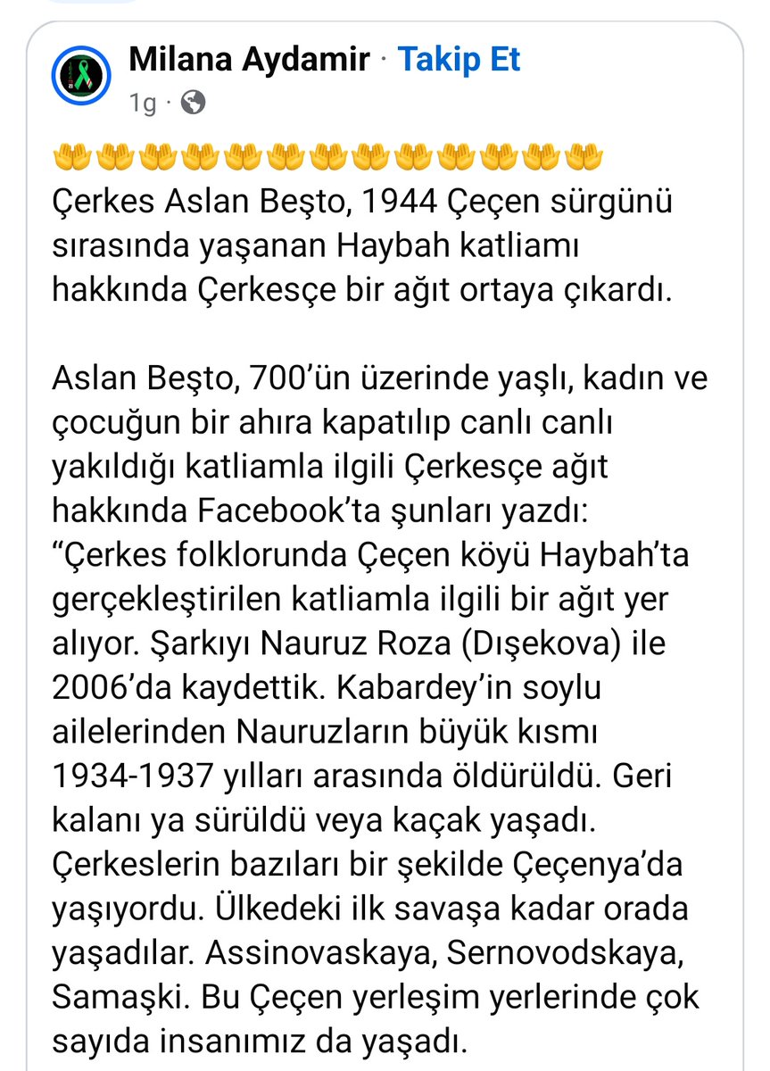 SolokhUlku's tweet photo. Vaynakh halkının Stalin rejimi tarafından yurtlarından sürgün edilişinin yıl dönümünde, Haybakh katliamına dair Çerkesce bir ağıt... "Unutmayacağımız" ne çok acı var... #23feb1944 #WorldChechenDay #CecenİngusSurgunu 
Yazının tamamı linkte 
https://t.co/CaycT1JyoM https://t.co/WpdtwantI1