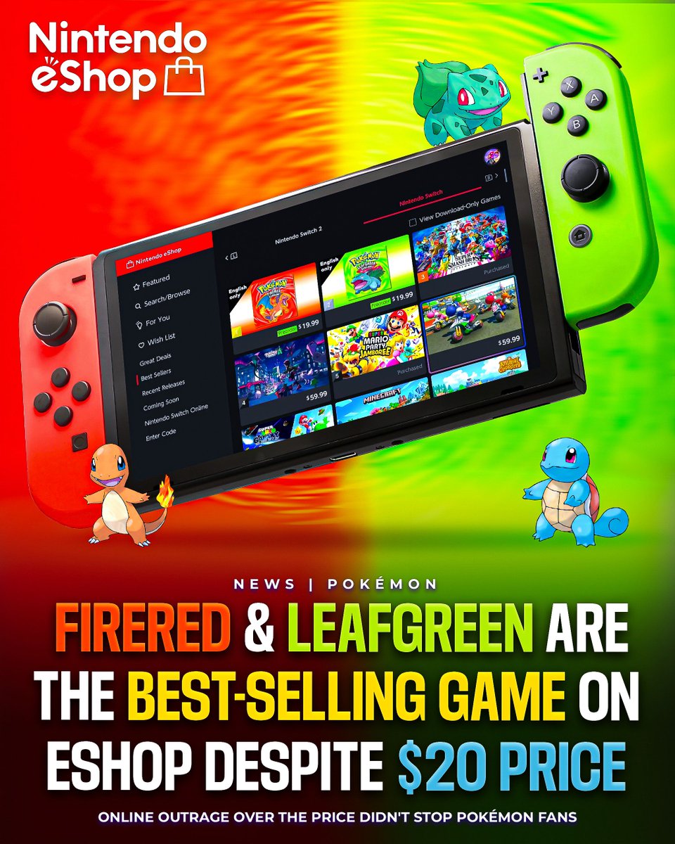 eStarland's tweet image. FireRed &amp;amp; LeafGreen are #1 in the eShop! 🔥🌿