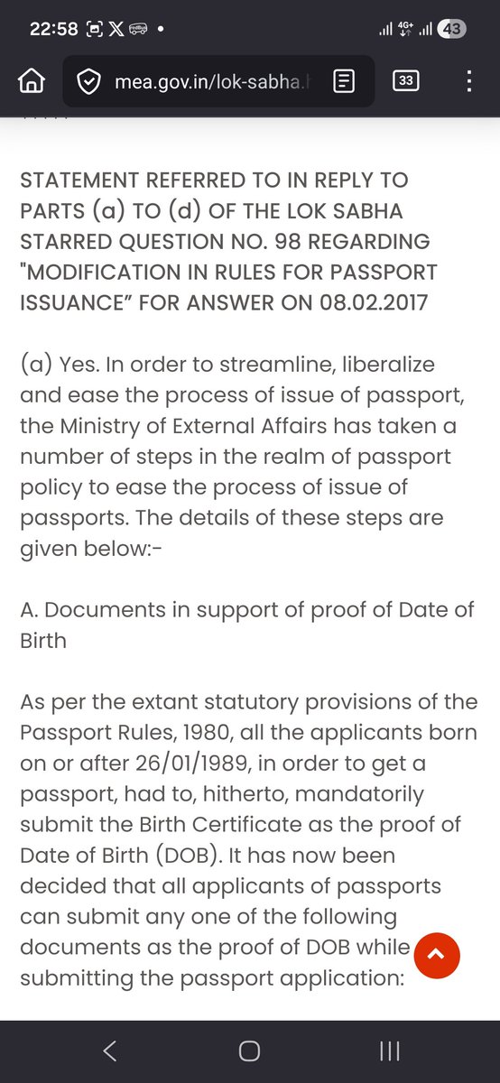 jraja86's tweet photo. @MEAIndia @passportsevamea @PMOIndia @DrSJaishankar https://t.co/pS6Au21qbr

This is the reply given by MEA to lok shaba 2017.
After 1989 also, the birth certificate is not mandatory, if original PAN is available https://t.co/ATySuF73i9
