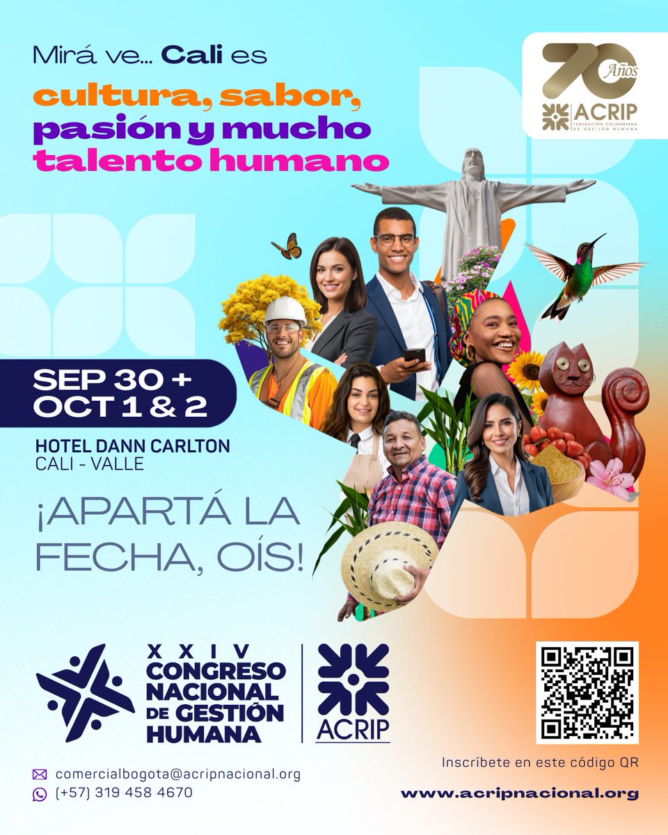 Cali tiene una manera única de hacer que las cosas pasen:
con cercanía, con pasión, con trabajo hecho desde la gente y para la gente.

🔗 Inscríbete aquí: share.hsforms.com/16XPCx6eqRnanO…

Nos vemos donde la cultura, el talento y la gestión humana se encuentran.