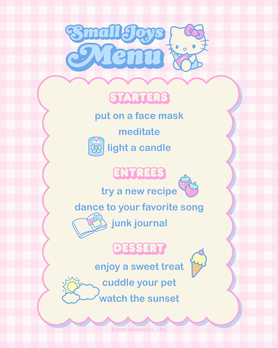 hellokitty's tweet image. #WellnessWednesday: Now serving small joys 💕✨ What are you ordering today?