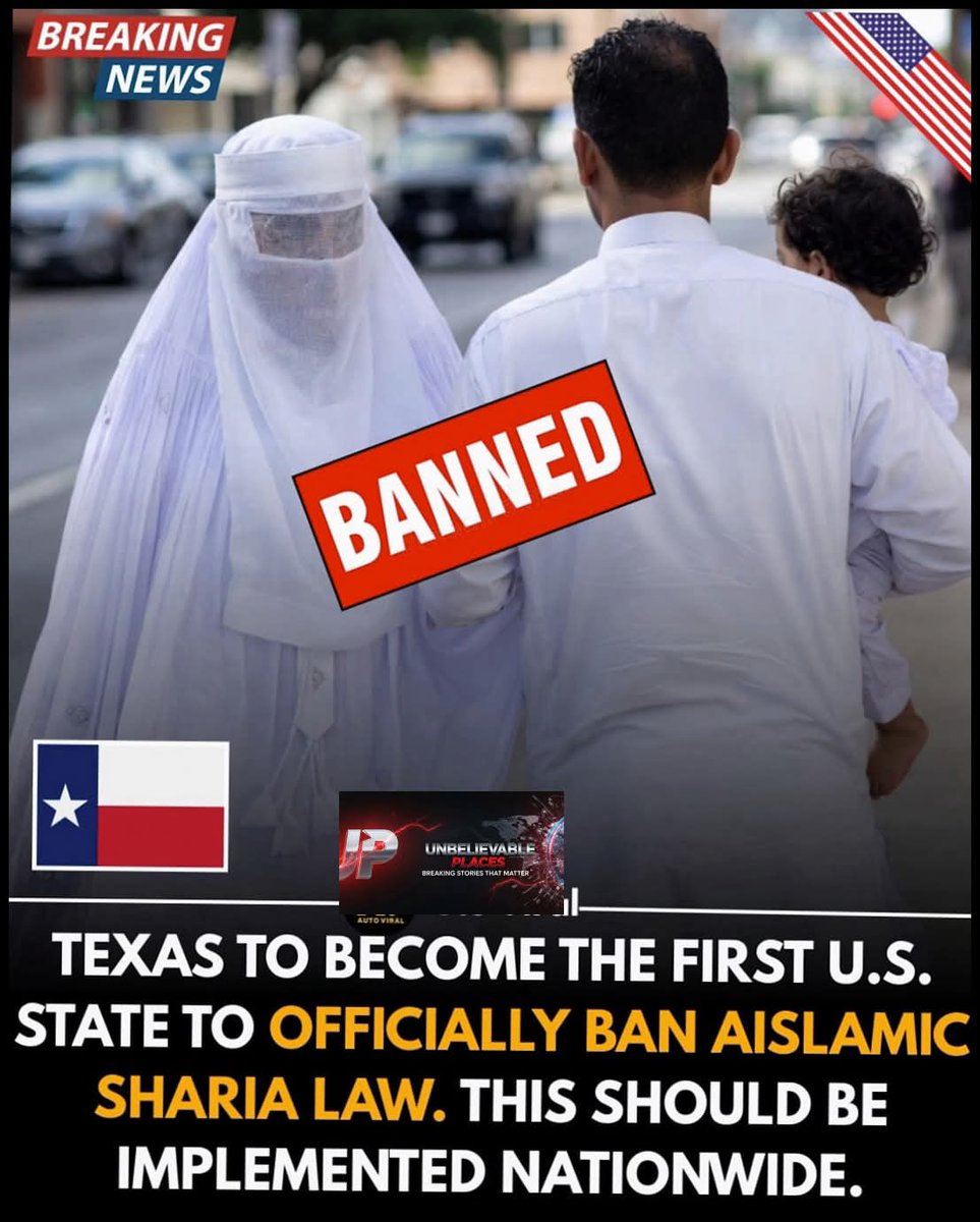 🚨Texas Governor Greg Abbot signed House Bill 4211, the law prohibits the establishment of "Sharia compounds" and bans foreign or religious laws, including Sharia, from overriding U.S. or Texas law.

Do you support Sharia Law being banned in more states?
