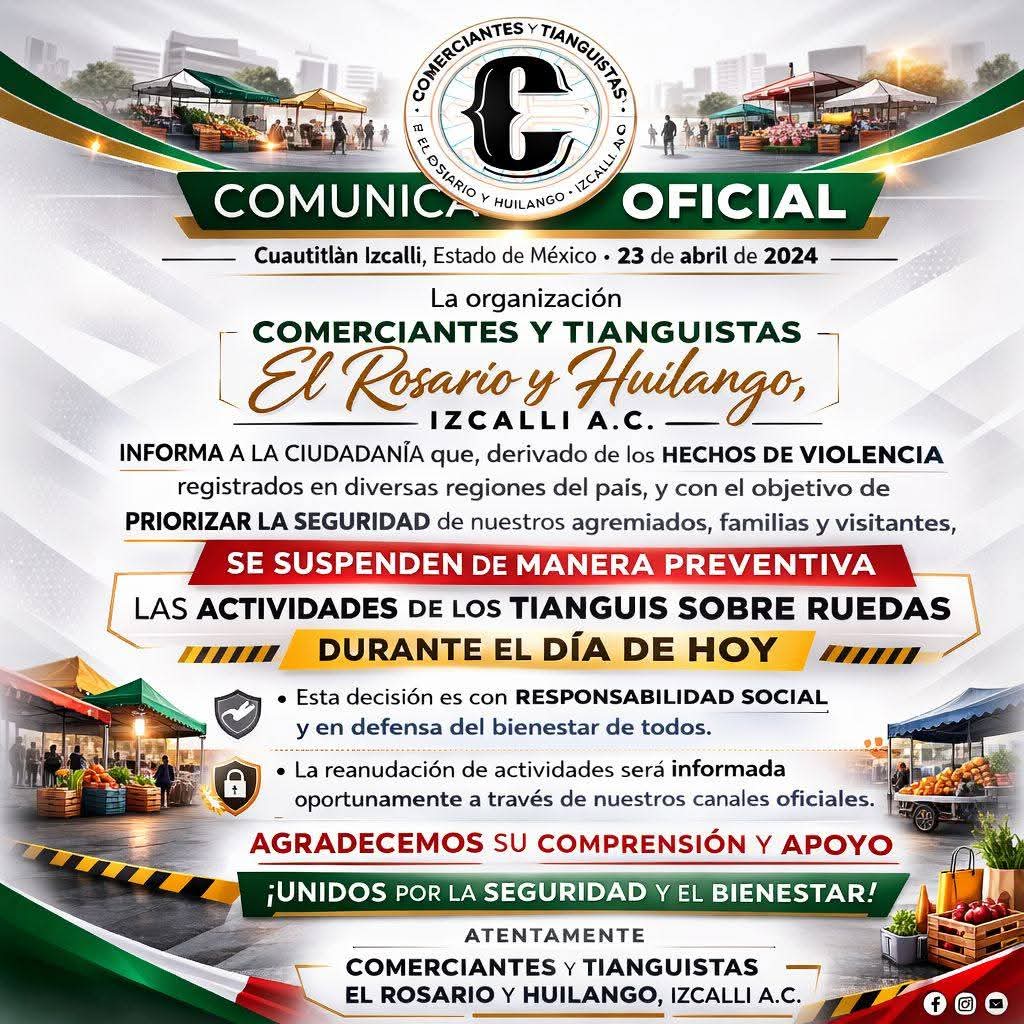 PuntoMedioEdo's tweet photo. 🚫🍓🚨 #Paran actividad, #tianguis en Cuautitlán #Izcalli, por hechos de #violencia en el país.
🤳🏻 Más información ⬇️
https://t.co/l9aRynyKF7 https://t.co/yazm4upW1f