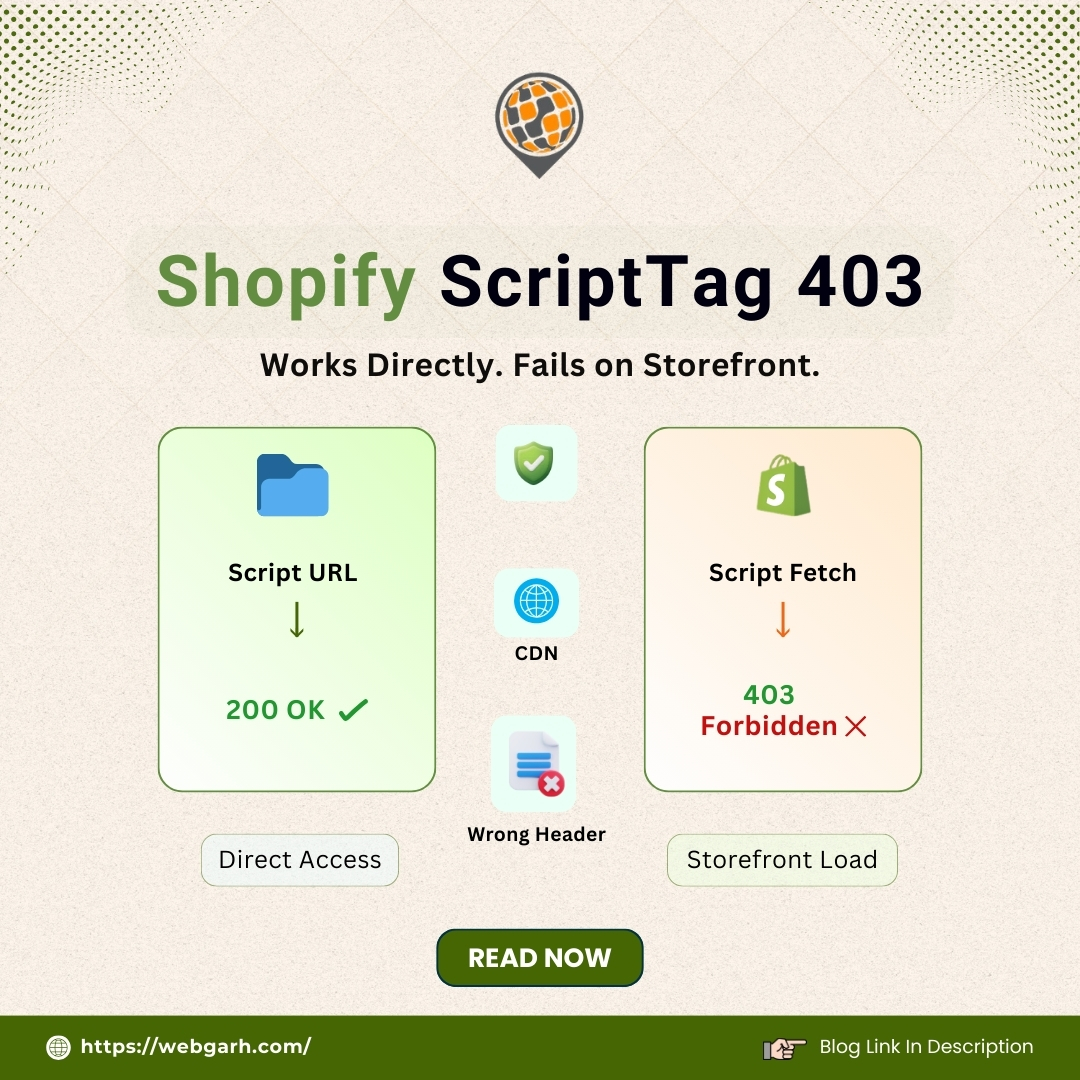 webgarh's tweet photo. Shopify ScriptTag works directly but returns 403 on storefront?

It’s usually not Shopify. WAF rules, CDN headers, referrer checks or wrong Content-Type block Shopify’s fetch &amp; silently break tracking

Fix it properly 👇 
https://t.co/hrKWasl0P5

#shopify #DTC #shopifyexpert #CRO https://t.co/8zuDw5X82w