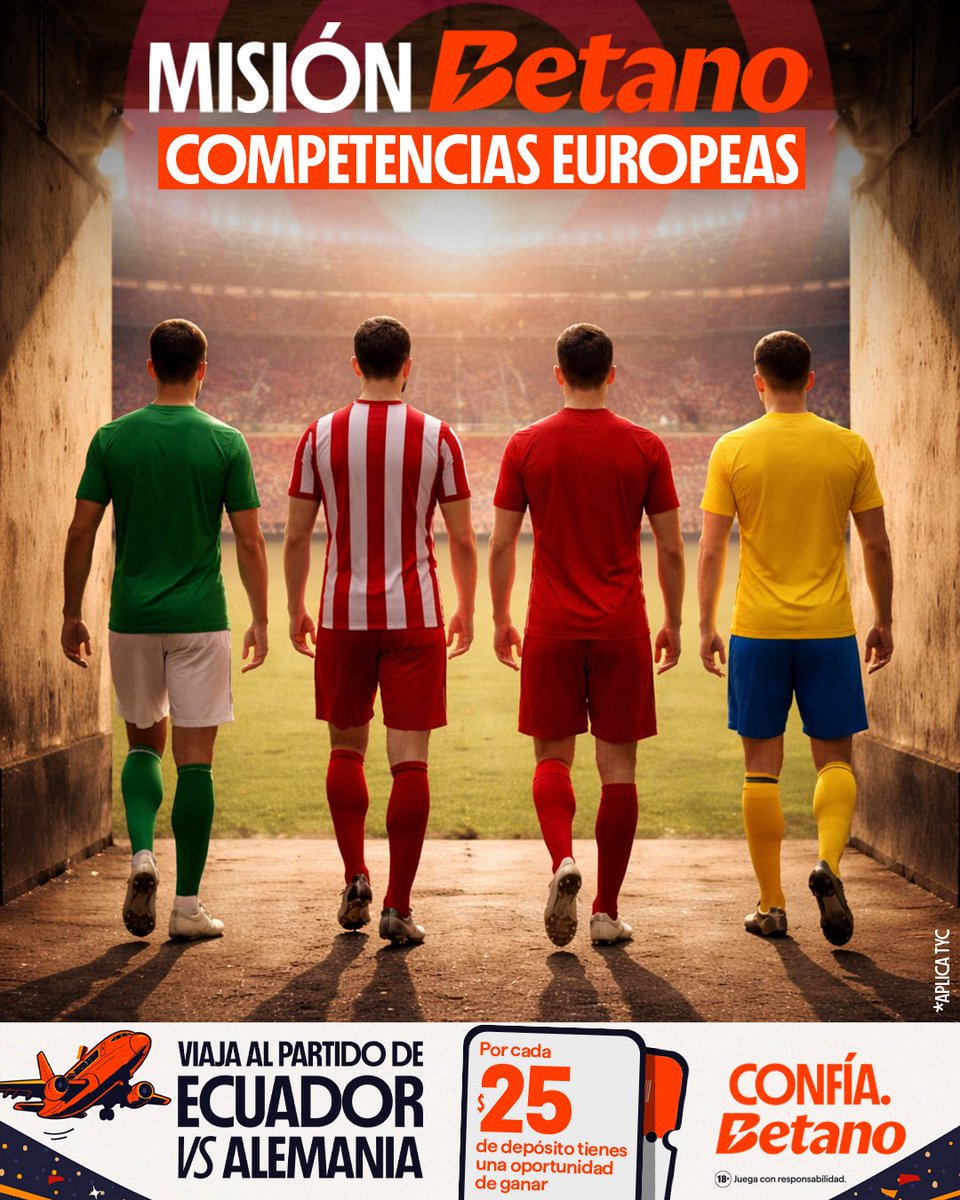 ¡TRIPLE ACCIÓN EUROPEA! 🏆⚽️

Haz tu pronóstico combinado y si el resultado no es el esperado, te respaldamos con un Pronóstico Gratis de $3 + 20 Giros Gratis. 🛡️🎰

Participa aquí 👉 ec.betano.com/?panel=mission…