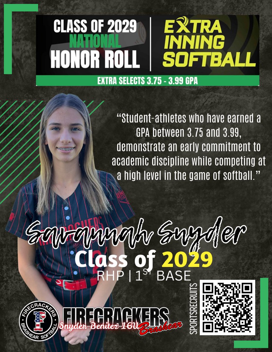 Savy___21's tweet photo. Thank you @ExtraInningSB for being ranked  #22 in the West Regional Pitchers Ranking and for the Honor Roll recognition. @ASUSoftball @Fullerton_SB @UCLASoftball @BeThatPlayer1 @CBUSoftball @D1ProScouts @TopPreps @USDSoftball https://t.co/JejfQXcf4y