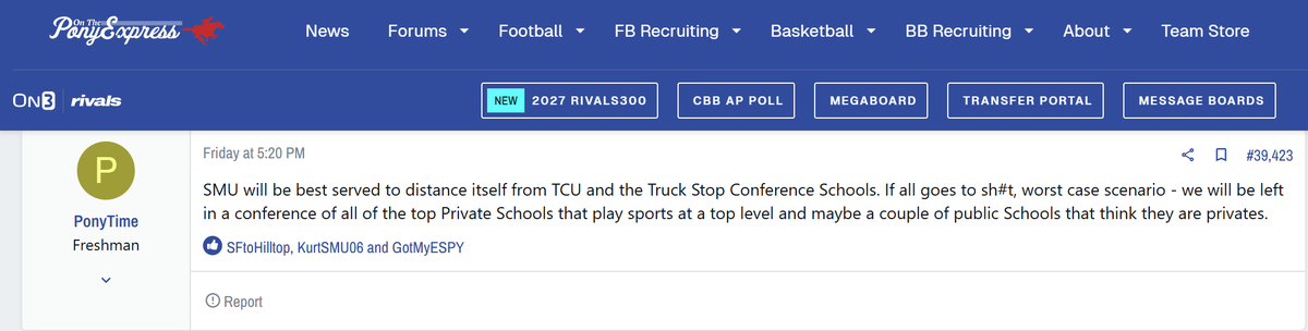 BoardGeniuses's tweet image. #SMU needs to distance itself from #TCU and the other truck stop schools in the #Big12.