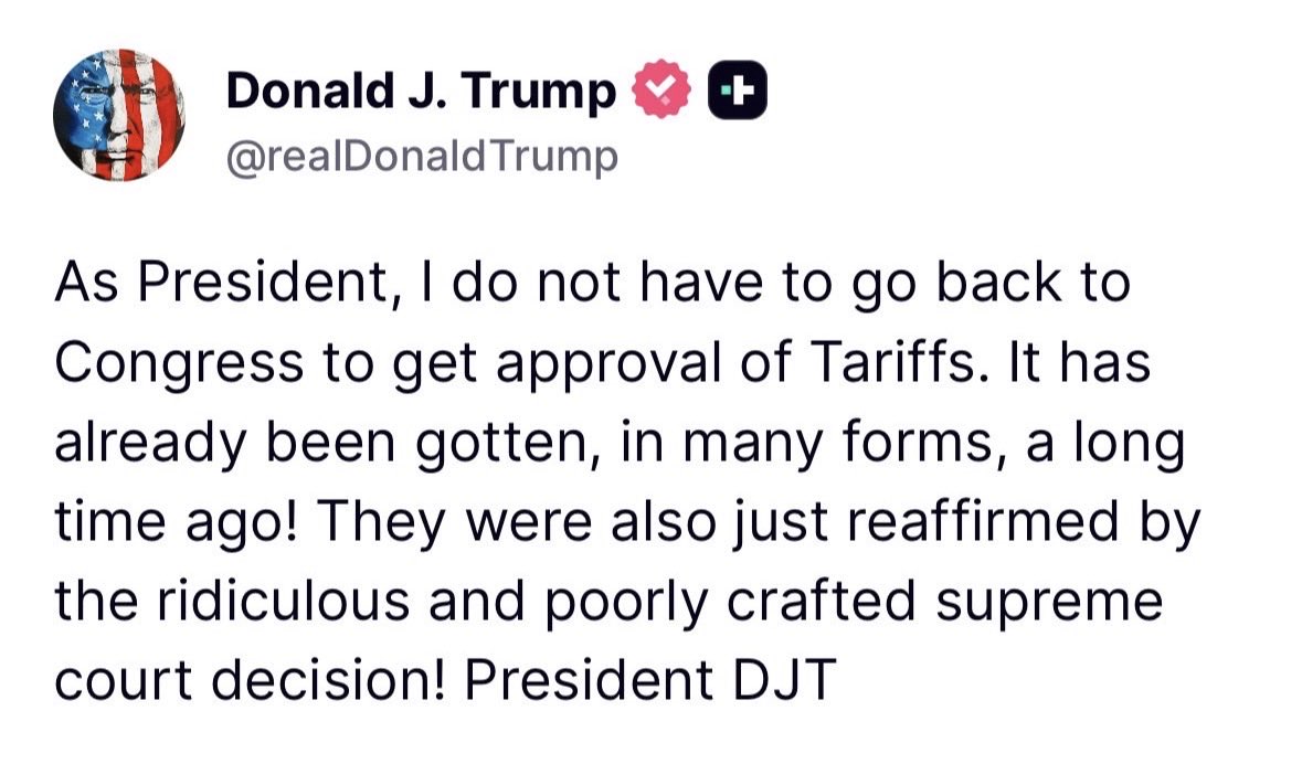 GlockfordFiles's tweet image. The democrats and RINOs thought they had Trump’s America First tariffs stopped.

They thought wrong.

America wins and the uniparty cult takes another L.