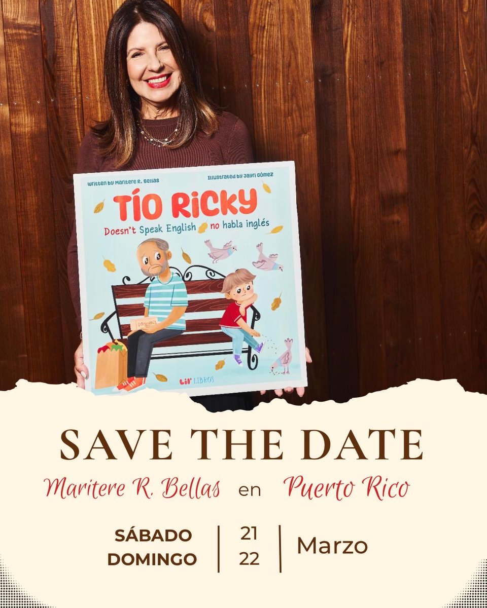 Tío Ricky is going to Puerto Rico! Two book readings/signings in March. 
⁦<a href="/ElCandil_Ponce/">El Candil</a>⁩ (where I grew up) and ⁦<a href="/TheBookmarkPR/">The Bookmark</a>⁩ 
Both days at 11am.
¡Queden al pendiente!! 

Happy lunes, mi gente!!
❤️❤️❤️

#TíoRickyBook #TíoRickyBookTour #LilLibros #authorslife
