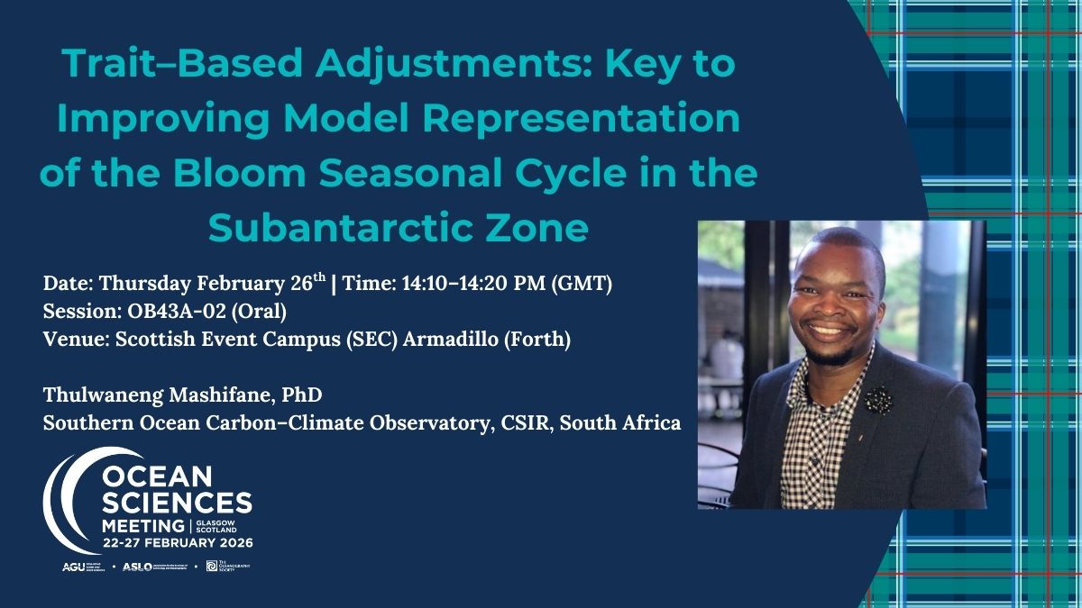 Thrilled to be giving an oral presentation at #OSM26!

Session: OB43A-02 – Advances in Observing and Modeling the Biological Carbon Pump IV
🗓️ 26 February 2026
📍Scottish Event Campus (SEC) Armadillo – Forth
🕒14:10–14:20 (GMT)