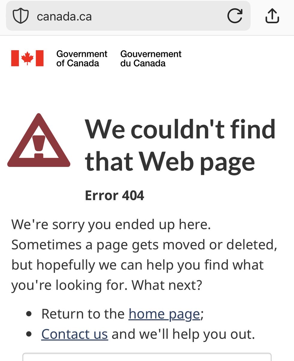 carelovefun's tweet photo. @NewsroomGC @NewsroomGC : might want to ensure your National GOV Website links actually function before making live announcements… 
Link to the actual initiative comes up 404. https://t.co/2846mibry4