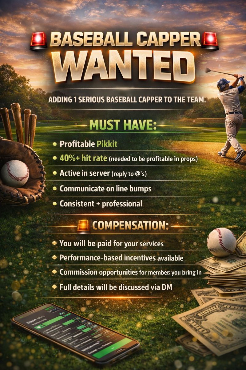 Felix_Props's tweet photo. 🚨🚨 GIVEAWAY TIME 🚨🚨

I’m doing a 🎁💰 GIVEAWAY 💰🎁 for ANYONE who retweets this post 🤝🔥

This post is about me looking for a serious ⚾️ BASEBALL CAPPER ⚾️ to join the squad 📈💸

🔁 RT to enter
🏆 Winner announced soon
📢 Help me find the next heater

#MLBProps #SportsBetting #CapperSearch #prizepicks