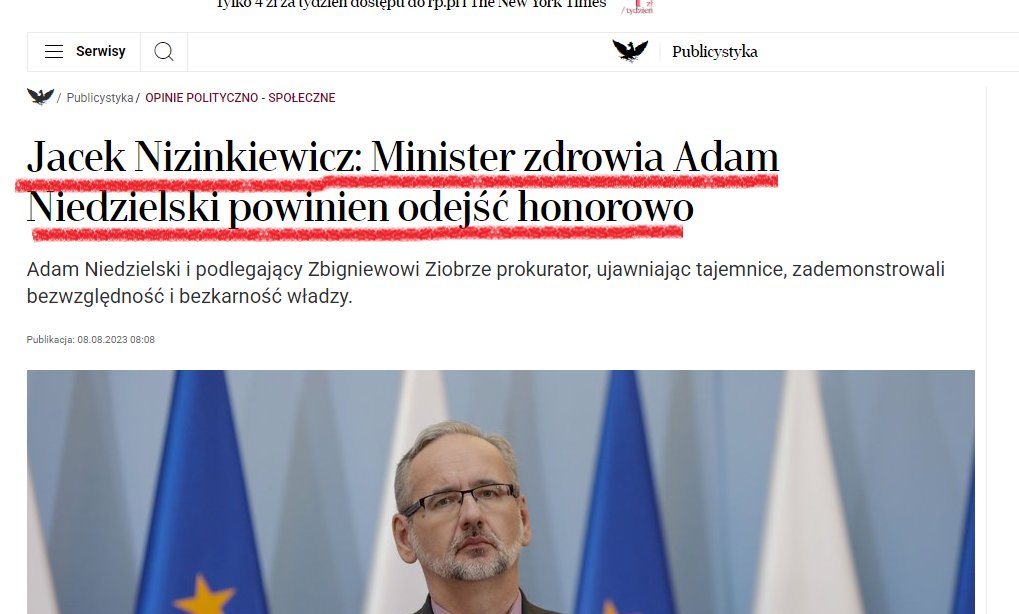 Jacek Nizinkiewicz powinien odejść honorowo.