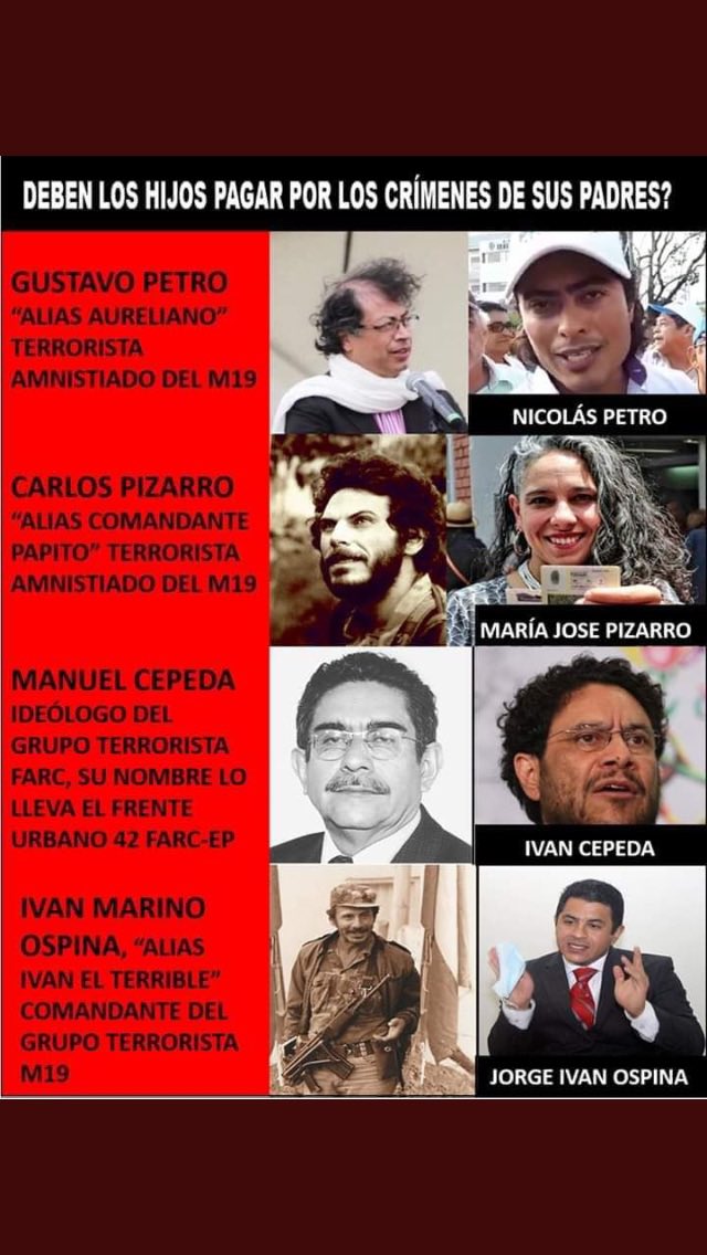 Jamontanac's tweet image. Colombia no olvida que los hijos del NARCOTERRORISMO siguen la ideología de sus padres y quieren acabar con el país…