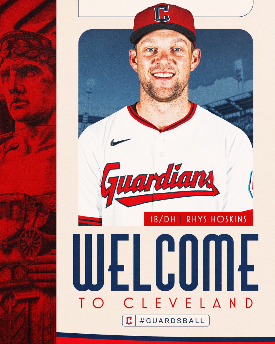 CleGuardians's tweet image. We have signed 1B/DH Rhys Hoskins to a Minor League contract with a non-roster invite to Major League camp.

#GuardsBall